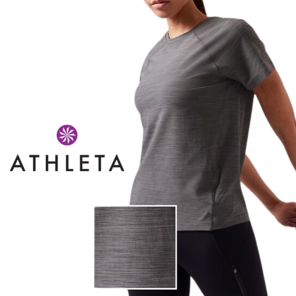 Athleta Ultimate Train Textured Tee Grey Heather - Size Medium